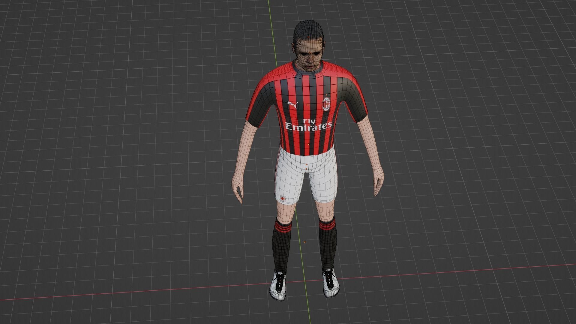 Soccer Player - Milan Low-poly 3D model_7