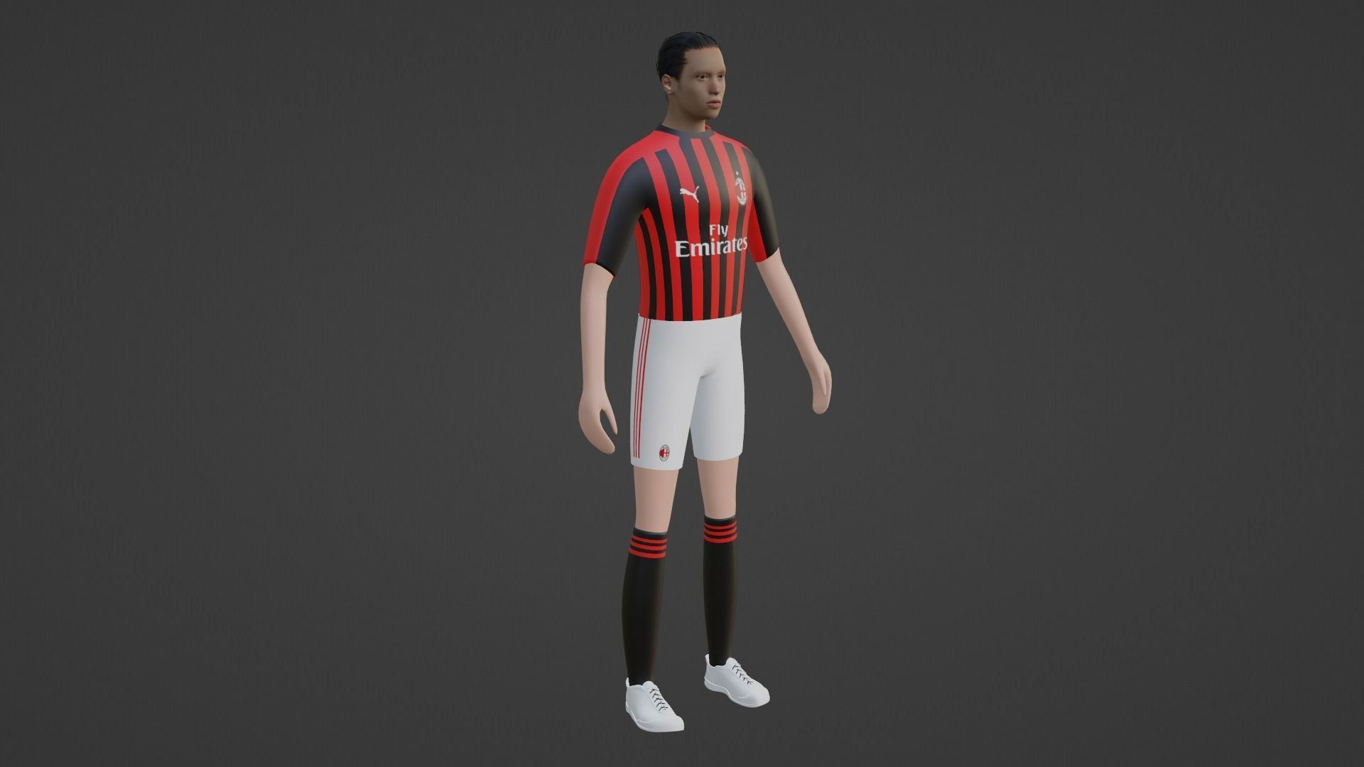 Soccer Player - Milan Low-poly 3D model_5
