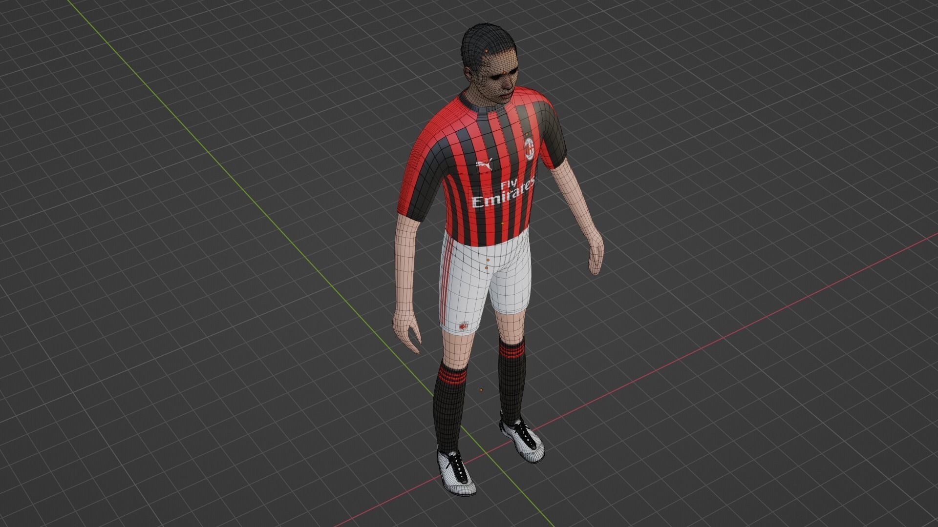 Soccer Player - Milan Low-poly 3D model_6