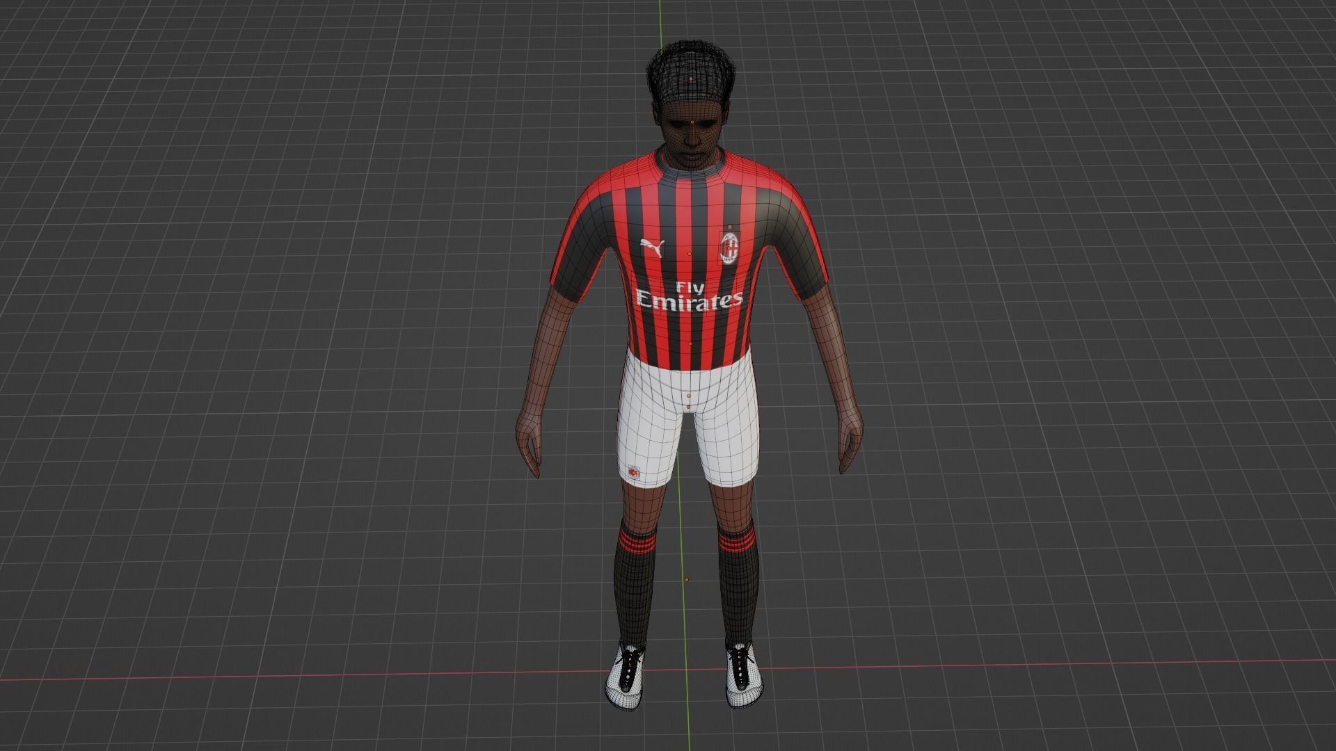Soccer Player - Milan Low-poly 3D model_7