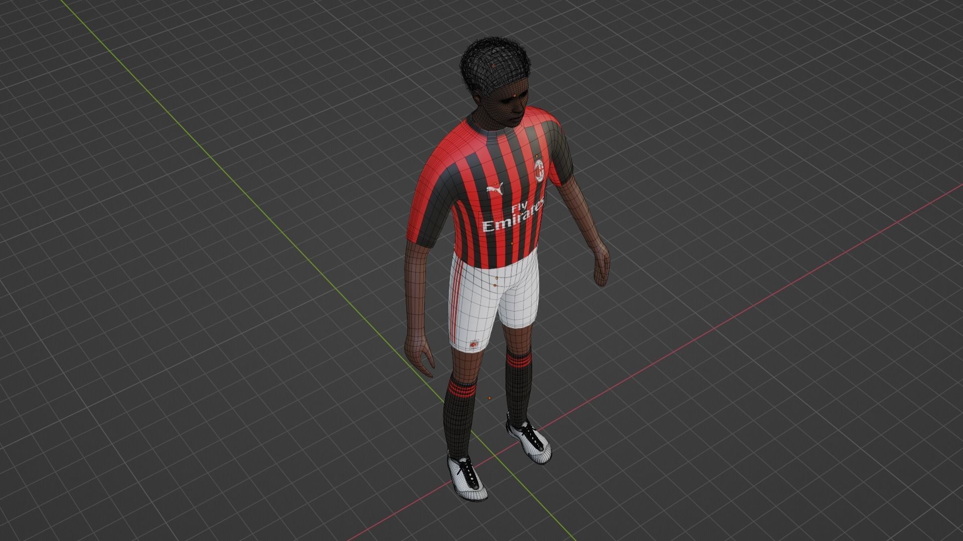 Soccer Player - Milan Low-poly 3D model_6