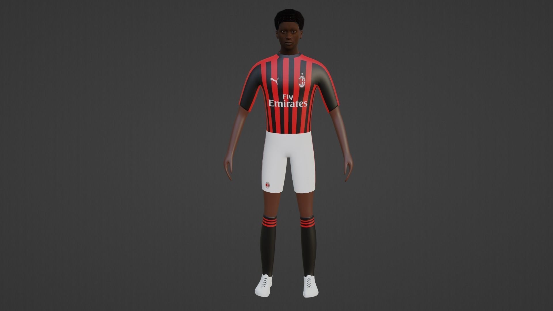 Soccer Player - Milan Low-poly 3D model_4