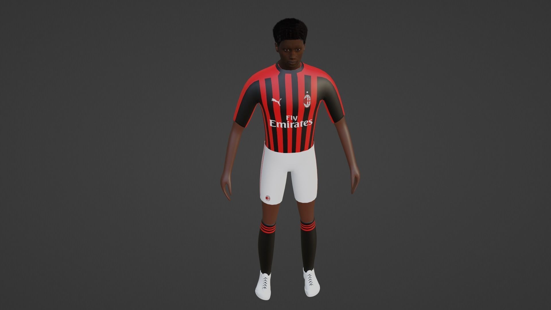 Soccer Player - Milan Low-poly 3D model_1