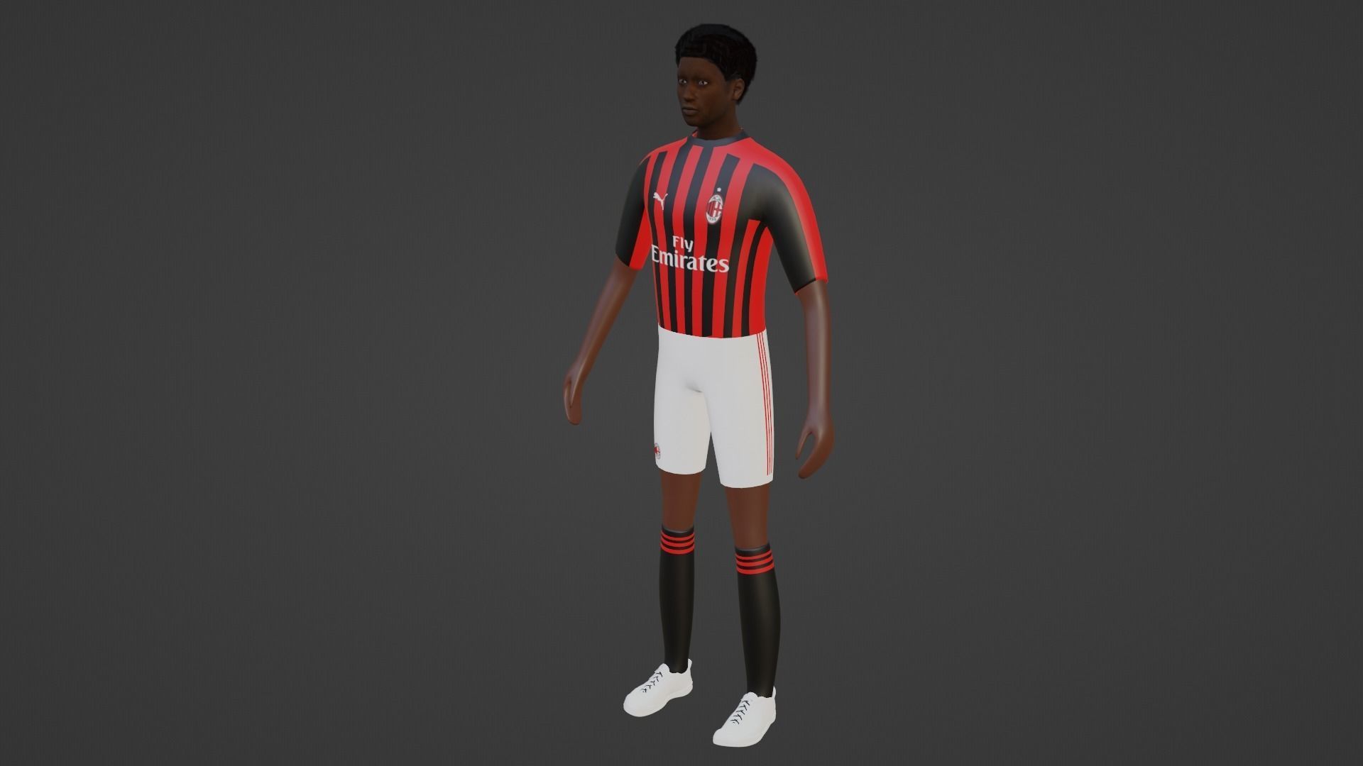 Soccer Player - Milan Low-poly 3D model_3