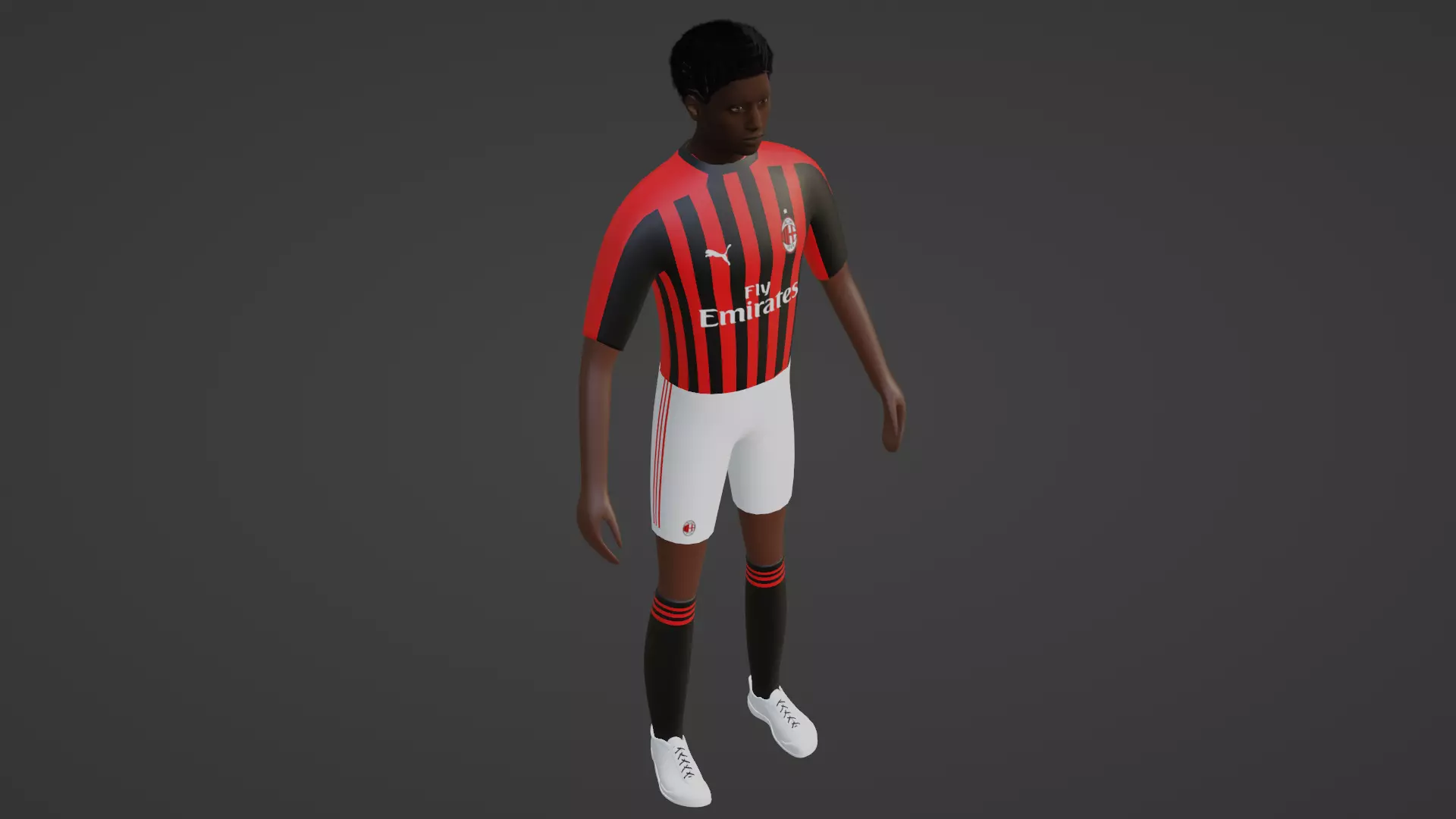 Soccer Player - Milan Low-poly 3D model_0