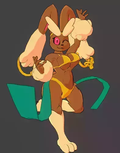 Lopunny female bunny in bikini Low-poly 3D model