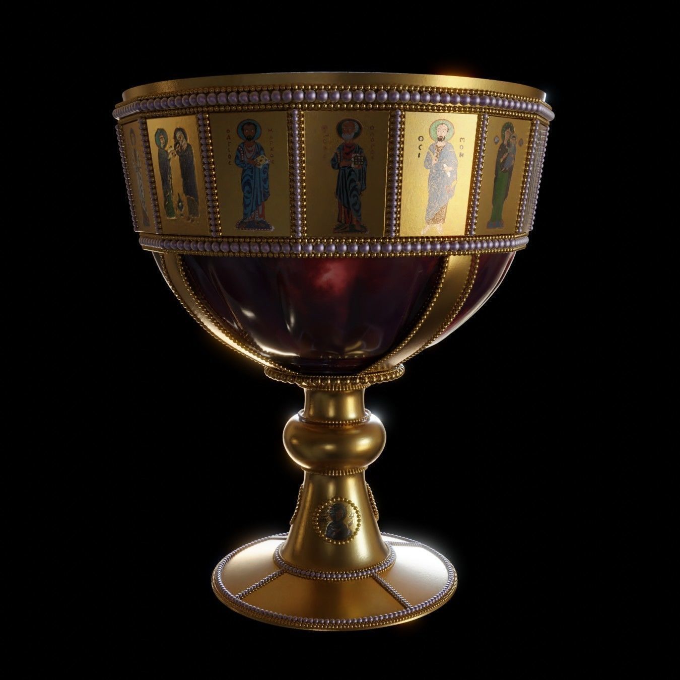 Byzantine chalice Low-poly 3D model_3