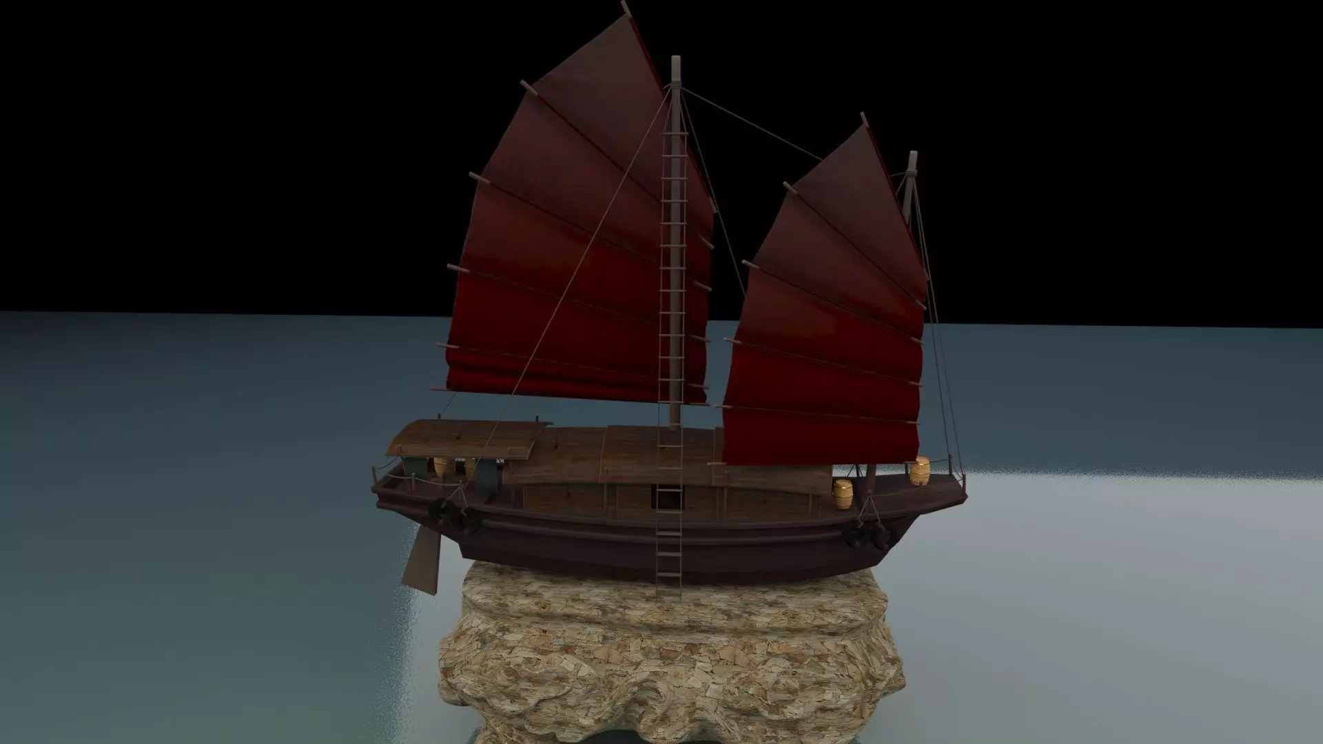 Chinese junk ship 3D model_0