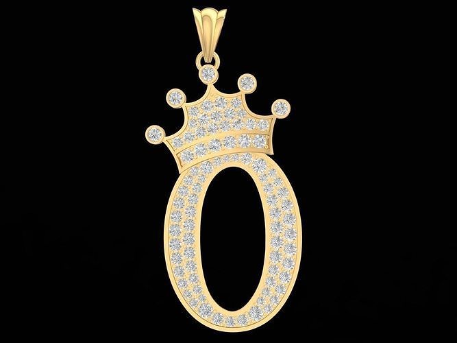 luxury diamond letter O crown pendant 3181 3D print model