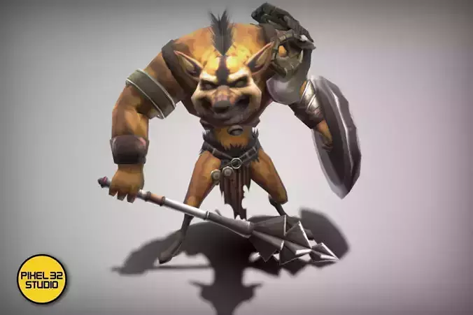 Dungeon Fantasy Monster - Hyena Charge Warrior Low-poly 3D model