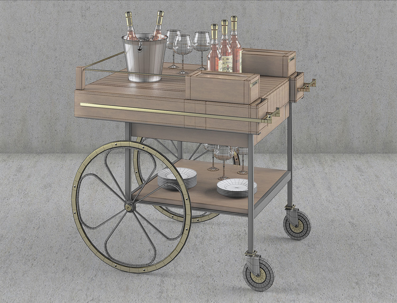 cart bart modern retro 3D model_3