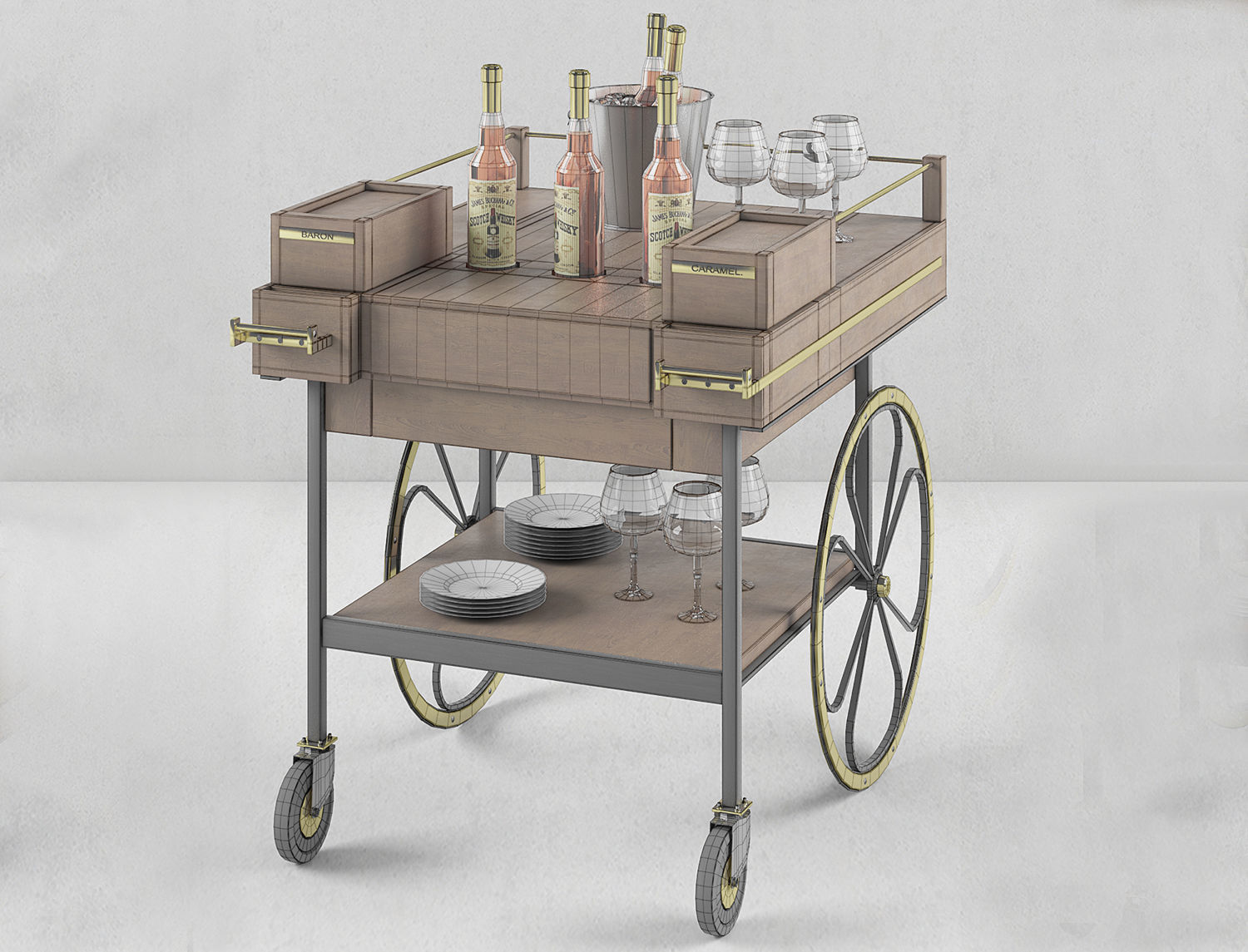 cart bart modern retro 3D model_2