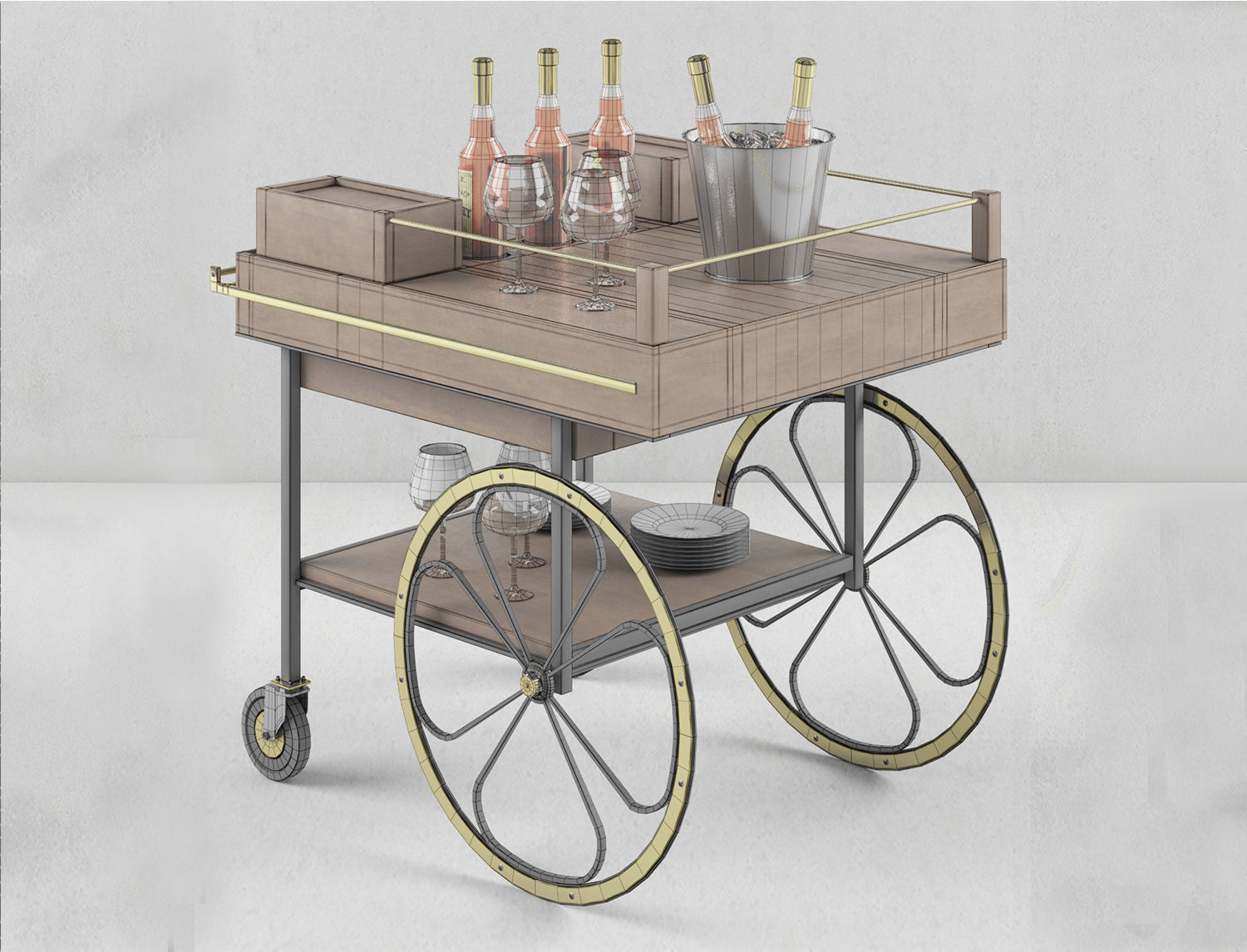 cart bart modern retro 3D model_1