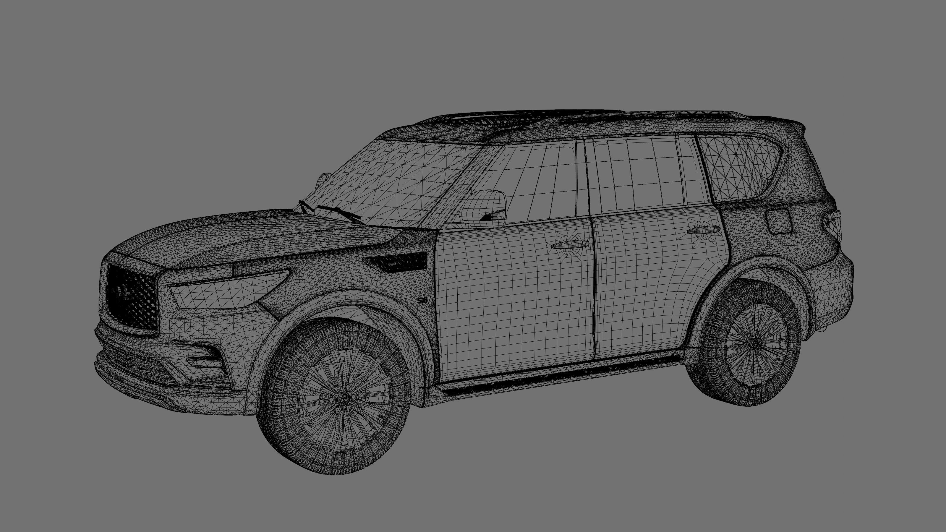 Infiniti QX80 2018 Low-poly 3D model_3
