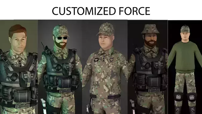 Special services Commando Force Model Game Ready Low-poly 3D model