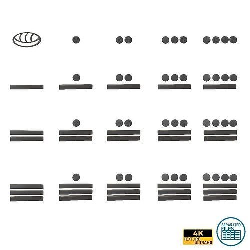 Maya Numerals Pack 01 Low-poly 3D model