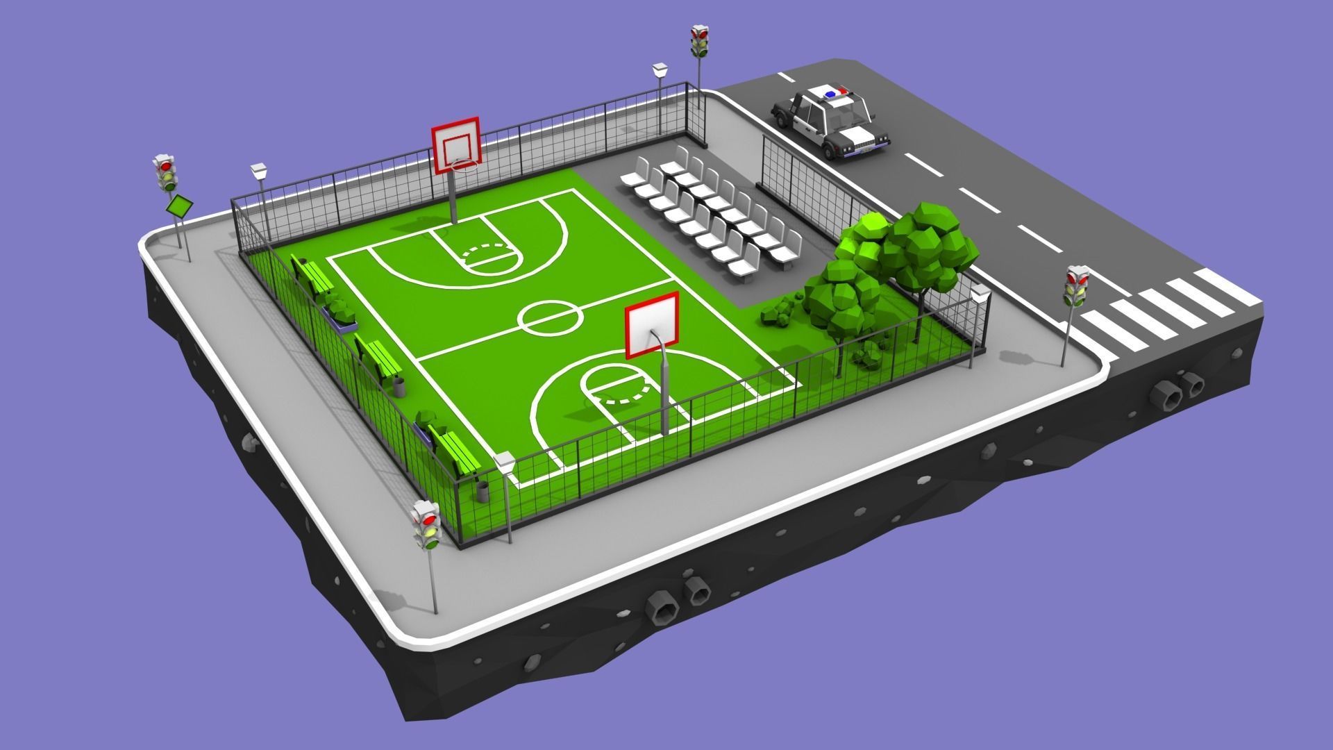 Cartoon Low Poly City - 9 Blocks Low-poly 3D model_13