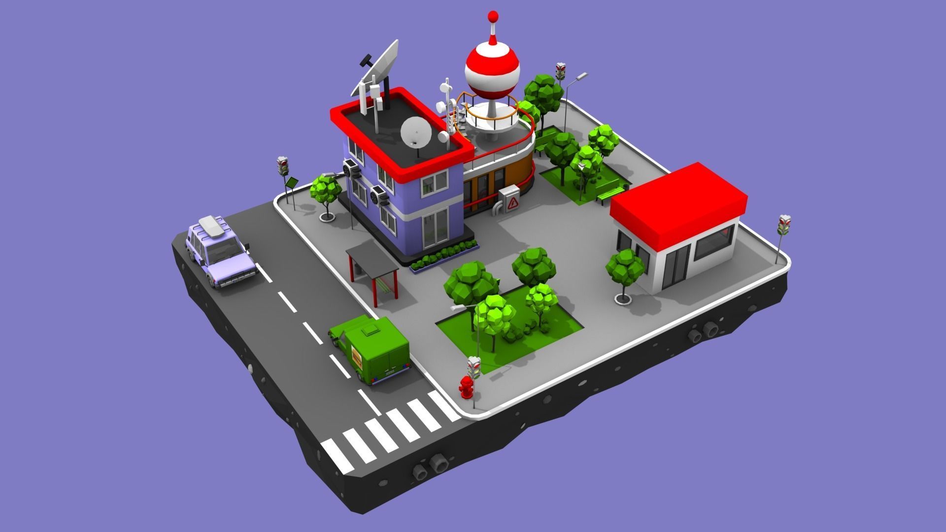 Cartoon Low Poly City - 9 Blocks Low-poly 3D model_11