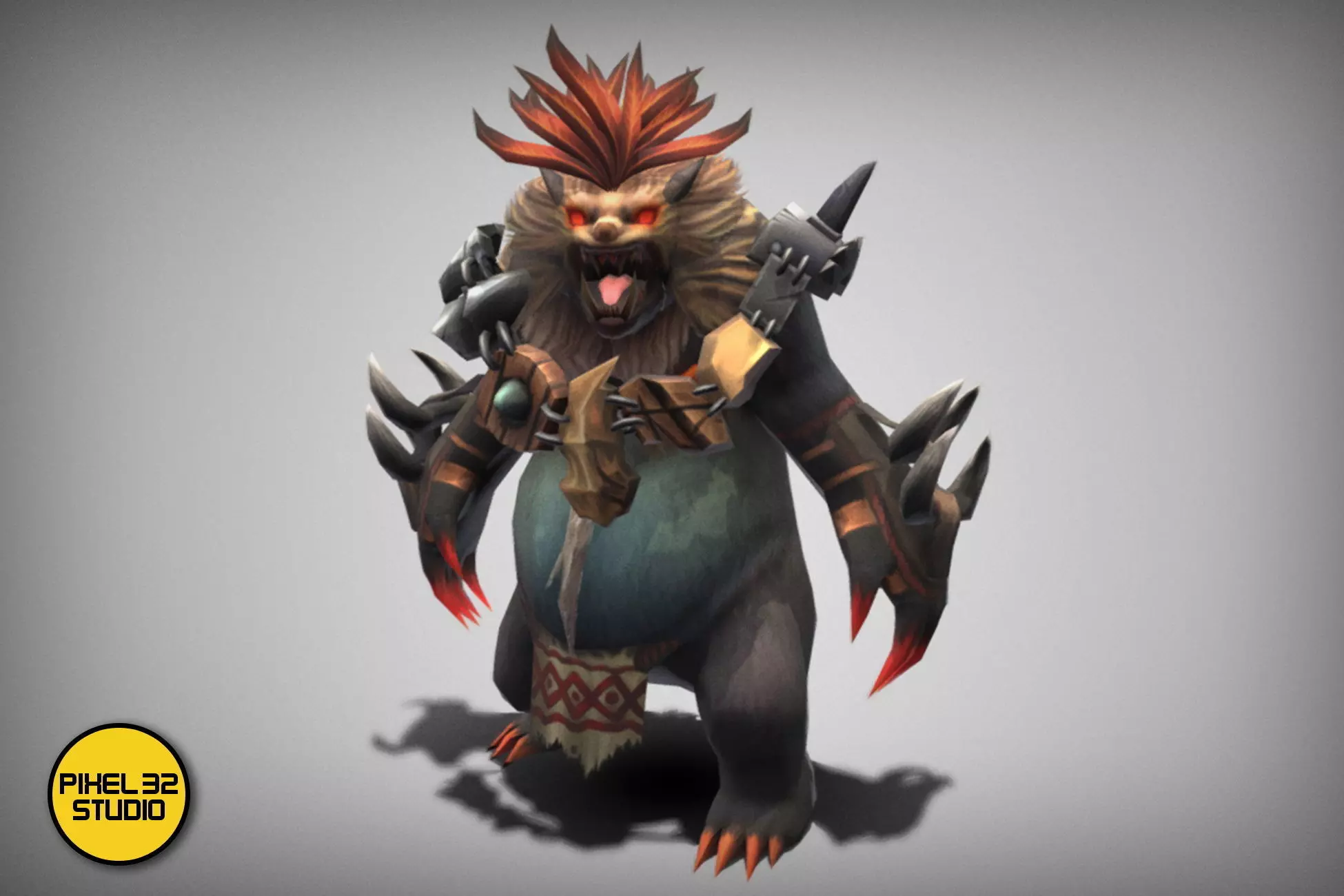 Dungeon Fantasy Monster - Red-haired Bear Low-poly 3D model_0