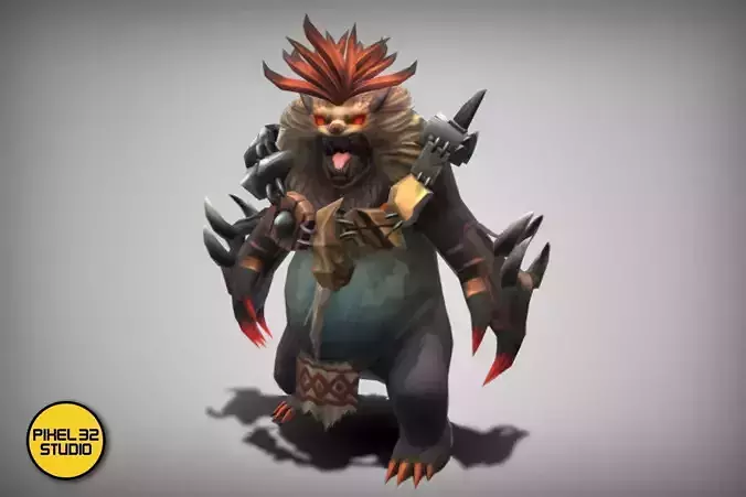 Dungeon Fantasy Monster - Red-haired Bear Low-poly 3D model
