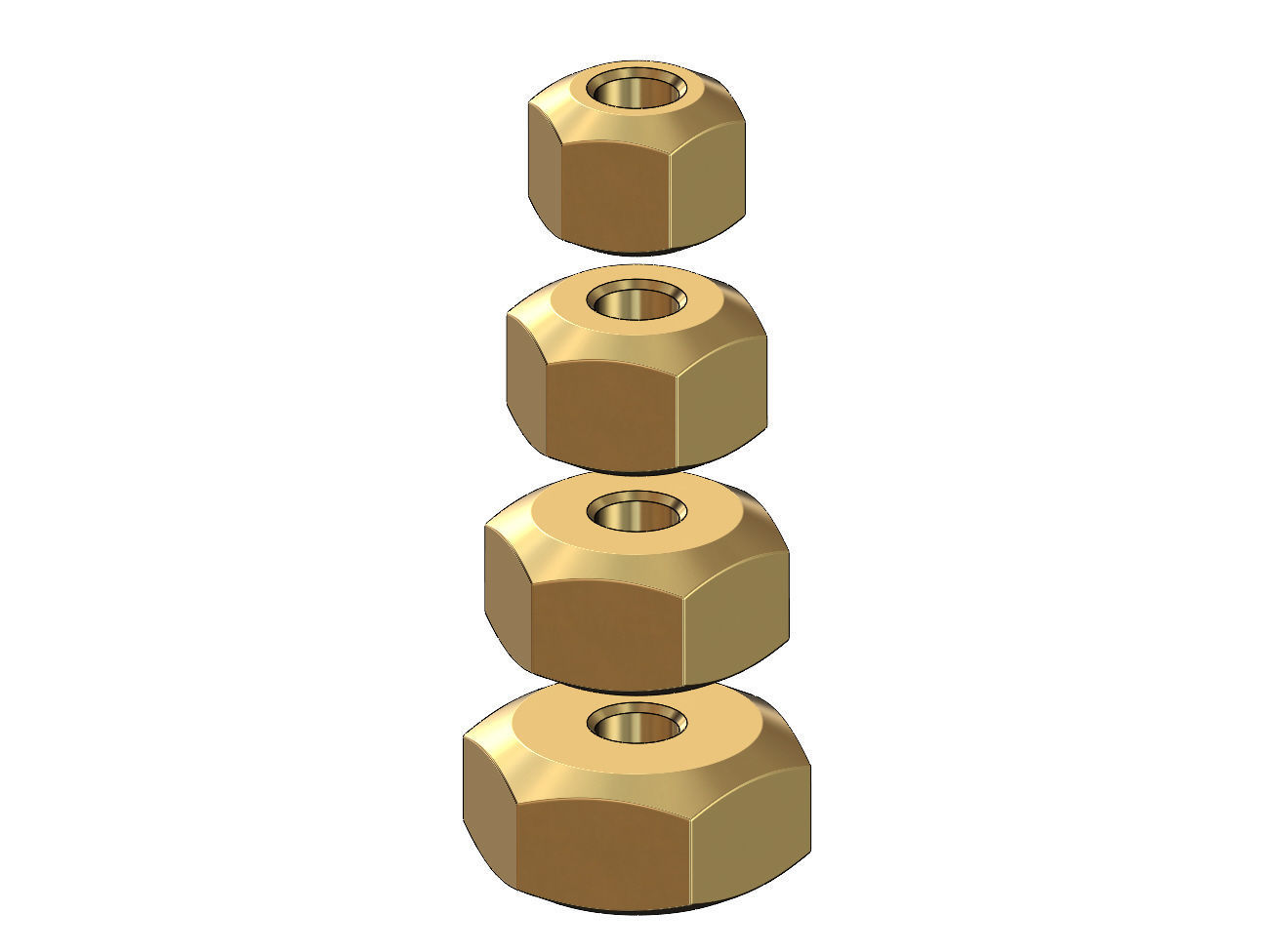 Hexagonal nut bracelet bead and charm 3D print model_2