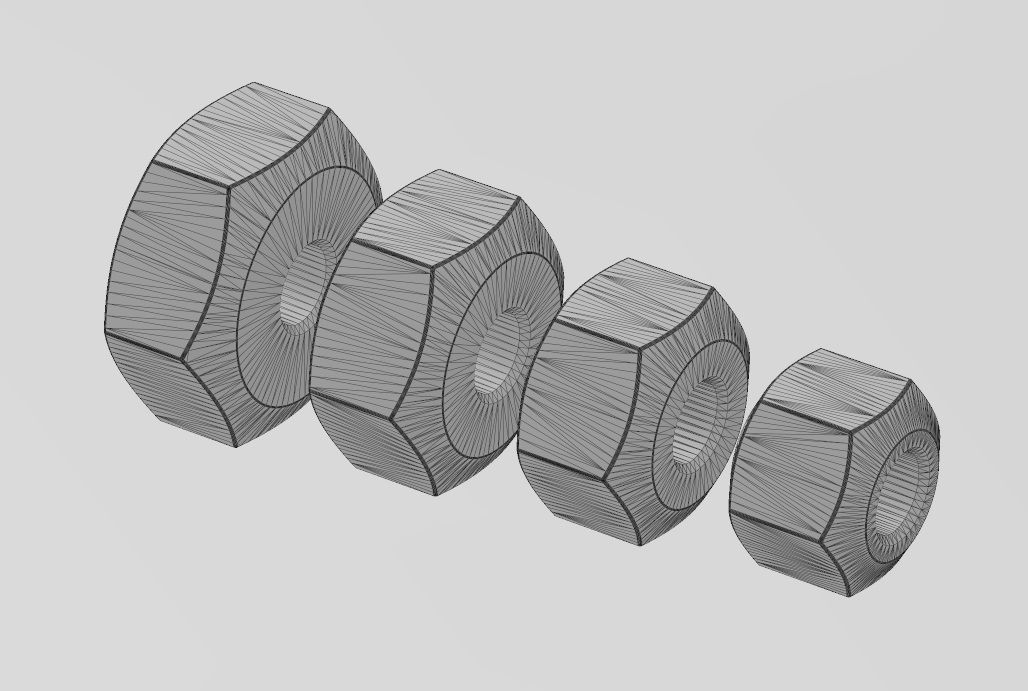 Hexagonal nut bracelet bead and charm 3D print model_10