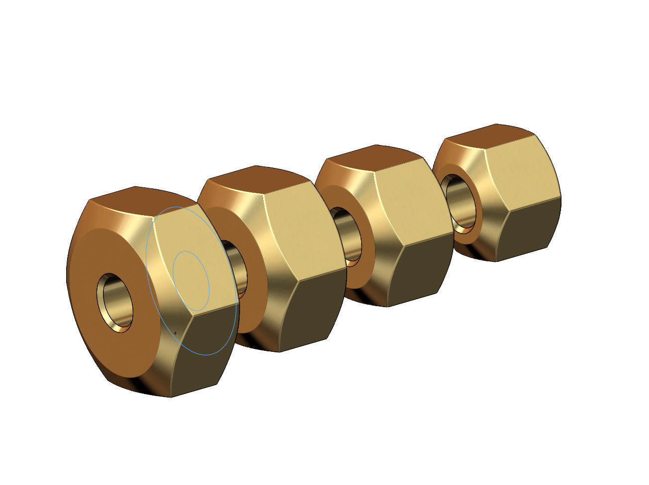 Hexagonal nut bracelet bead and charm 3D print model_3