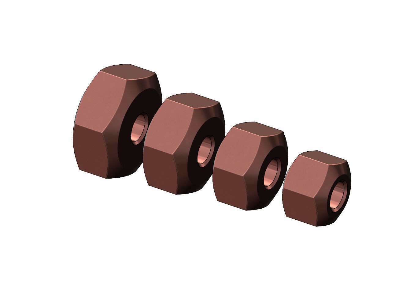 Hexagonal nut bracelet bead and charm 3D print model_6