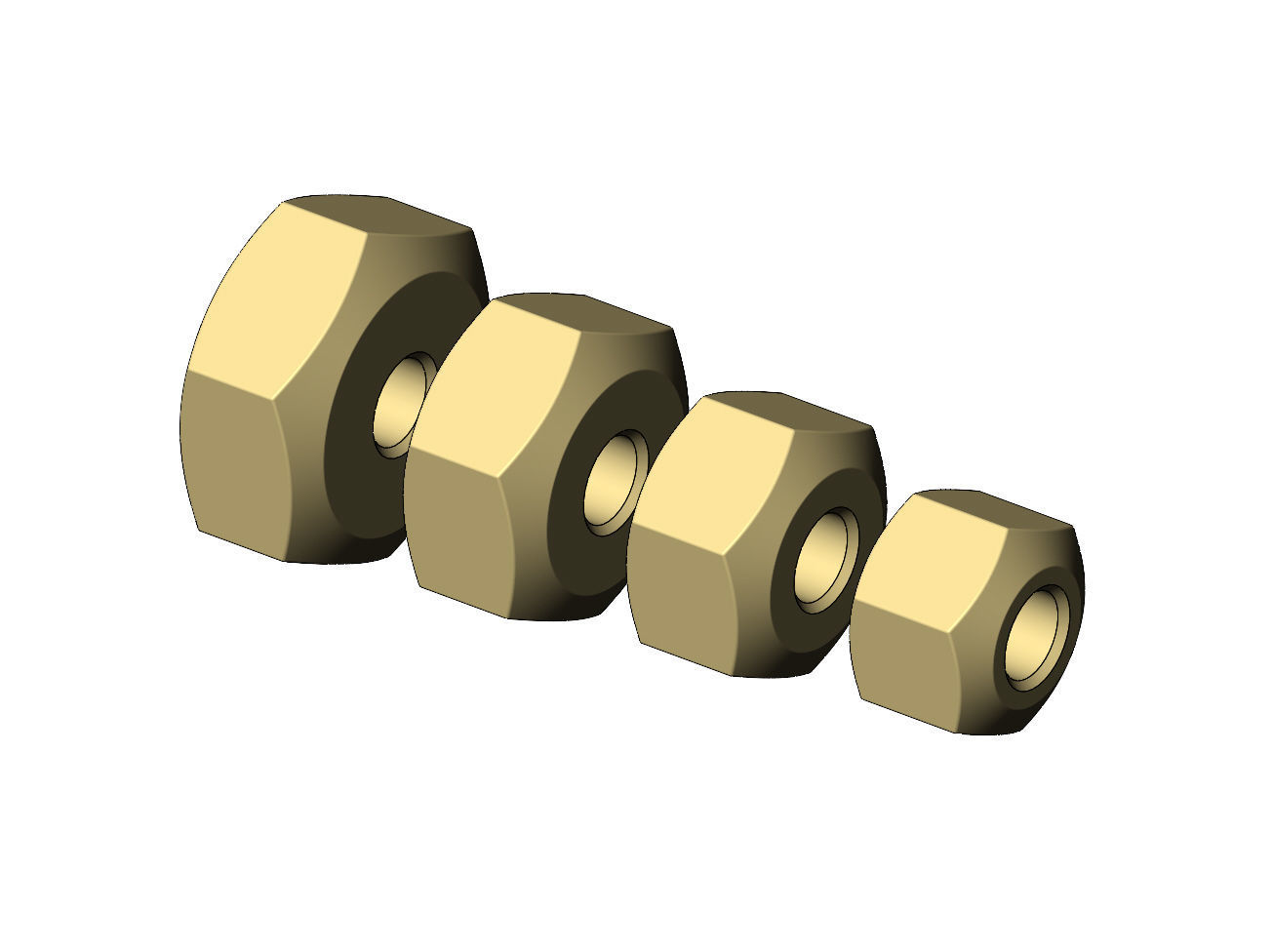 Hexagonal nut bracelet bead and charm 3D print model_7