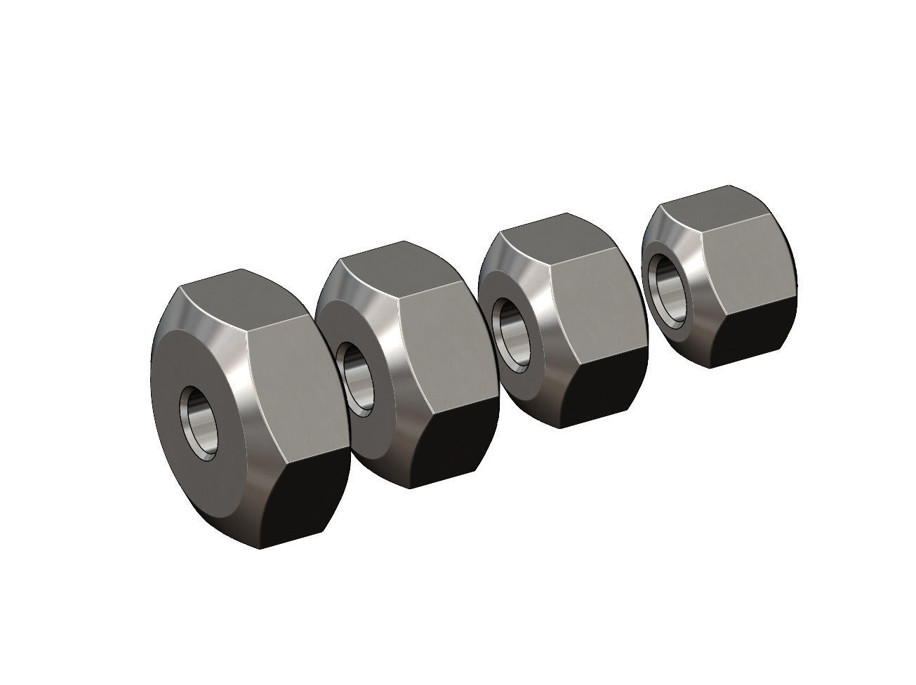 Hexagonal nut bracelet bead and charm 3D print model_5