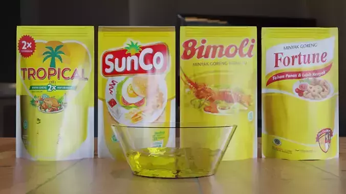 Minyak Goreng Packs Food Oil Pouch 3D model Animated Oil Liquid