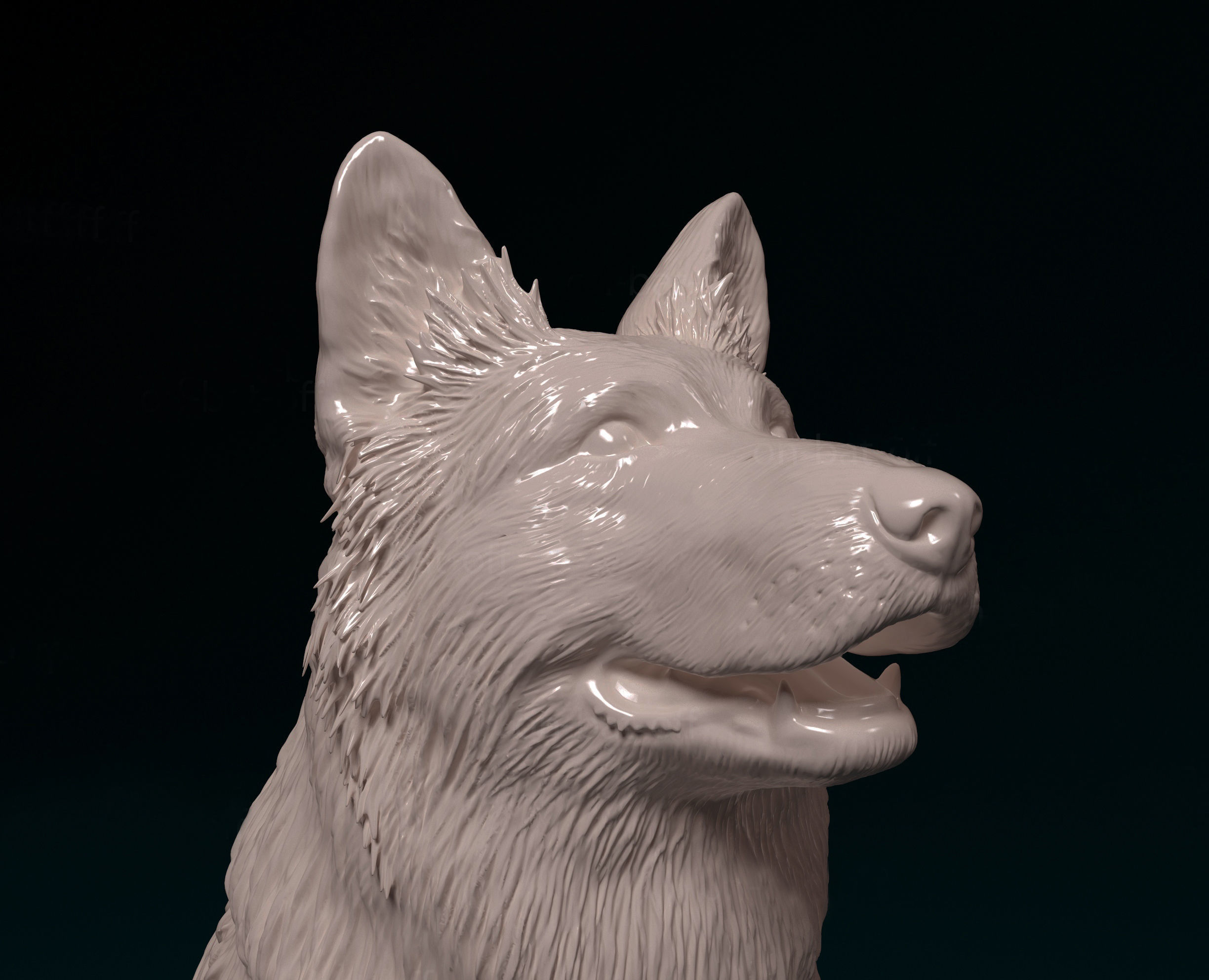 German shepherd long haired 3D print model_4