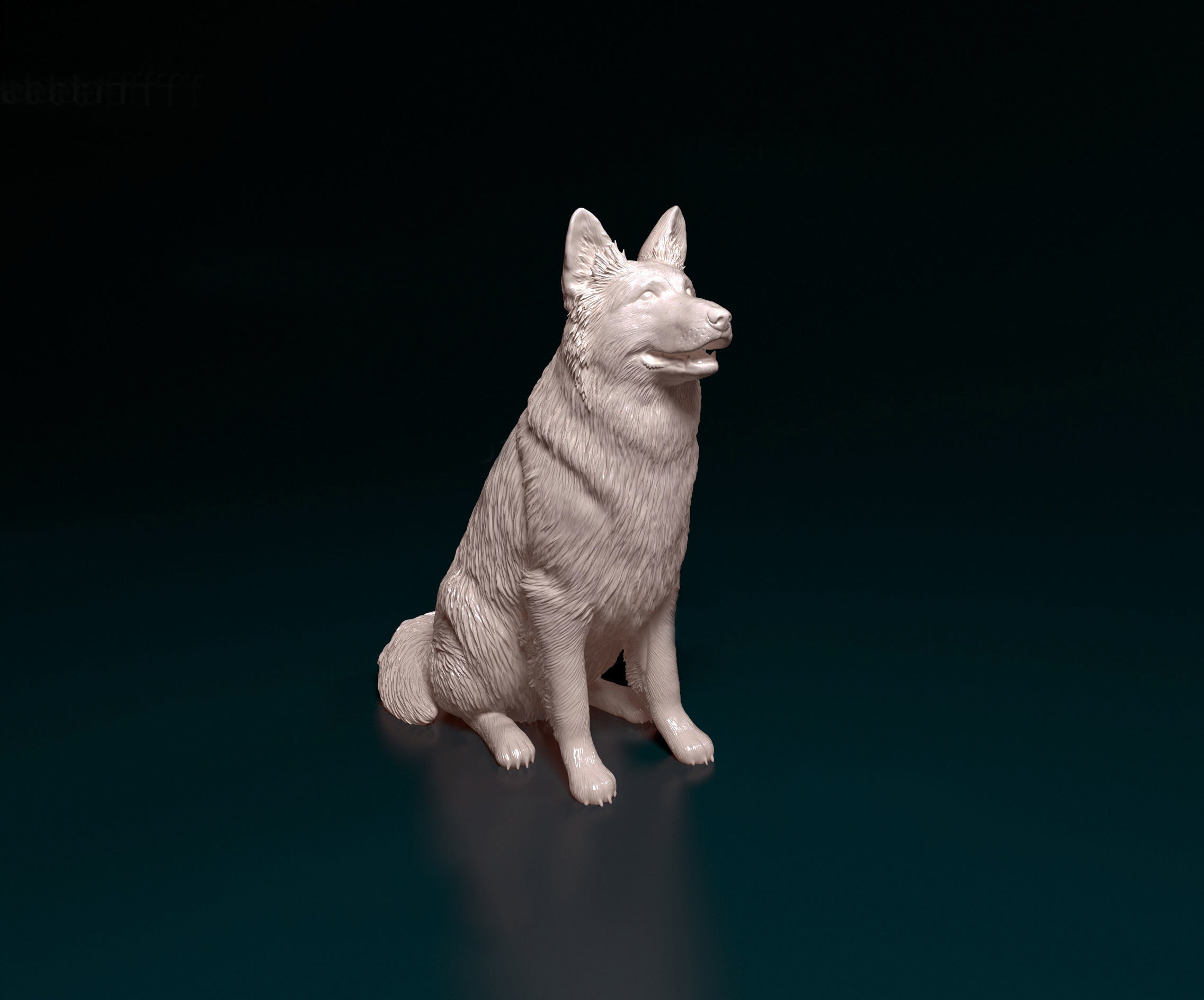 German shepherd long haired 3D print model_1