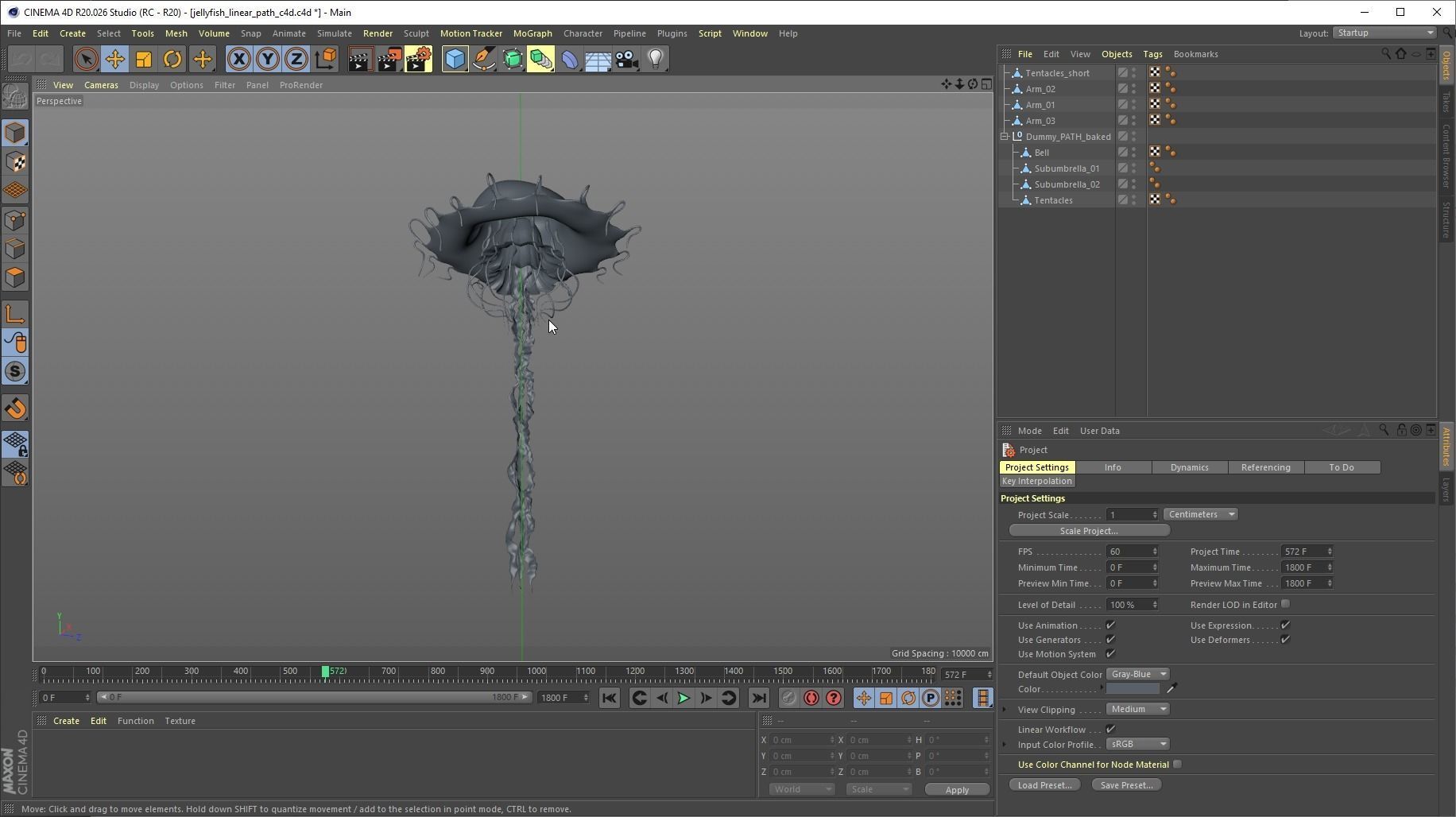 Jellyfish Realistic rigged animated 3D model_16
