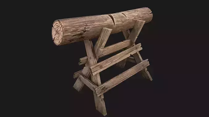 Wood Log Saw Horse  Low-poly 3D model