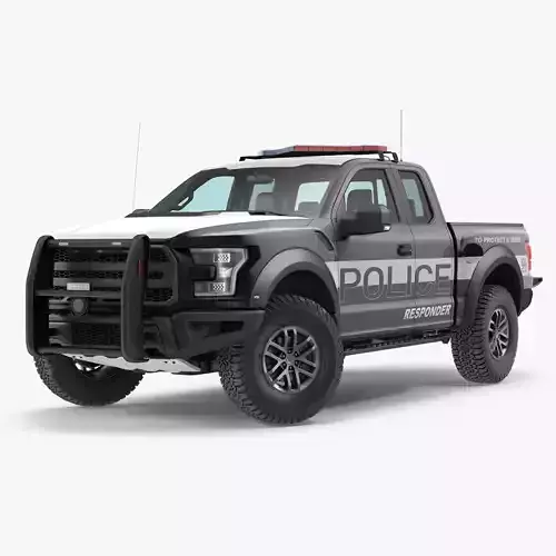 Police Pickup Truck Modern Generic Rigged