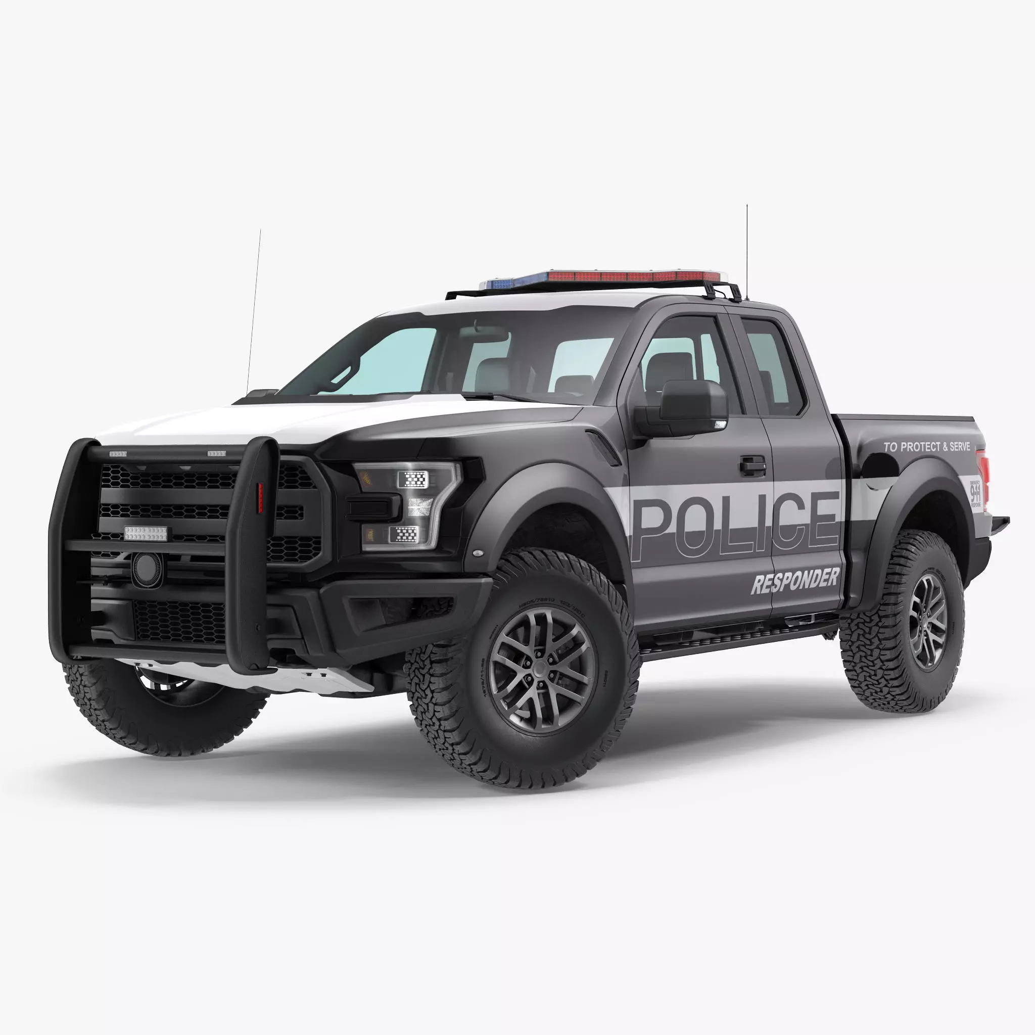 Police Pickup Truck Modern Generic Rigged 3D model