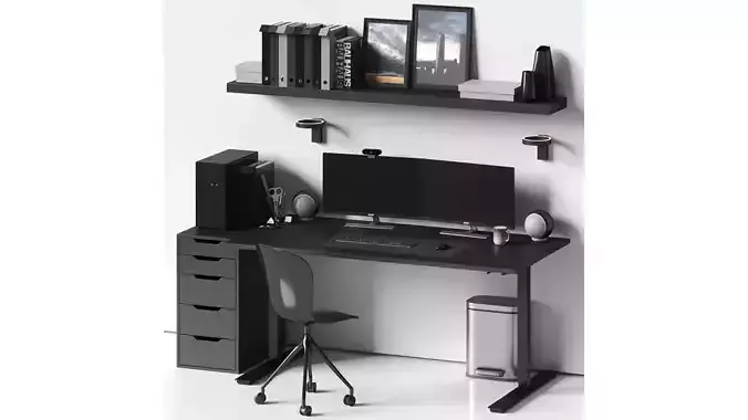 Workplace - 2 computer desk with shelves