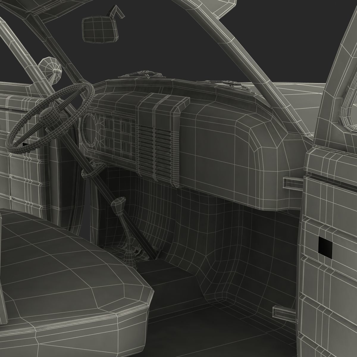 Generic Retro Car Simple Interior 3D model_80