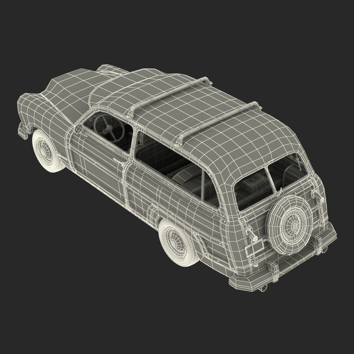 Generic Retro Car Simple Interior 3D model_67