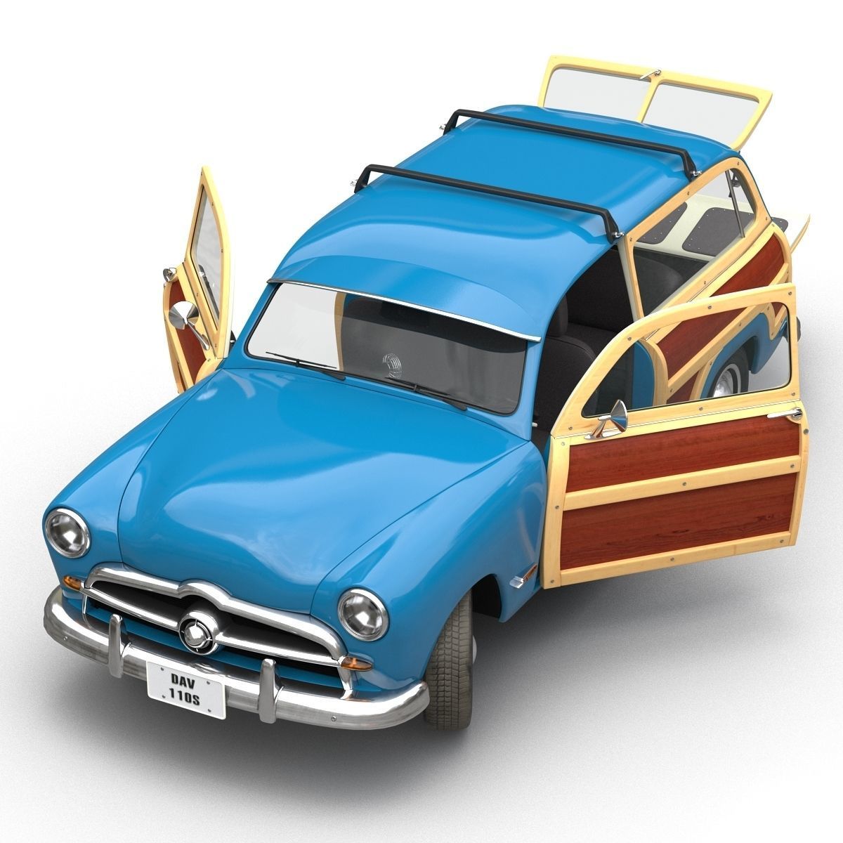 Generic Retro Car Simple Interior 3D model_14