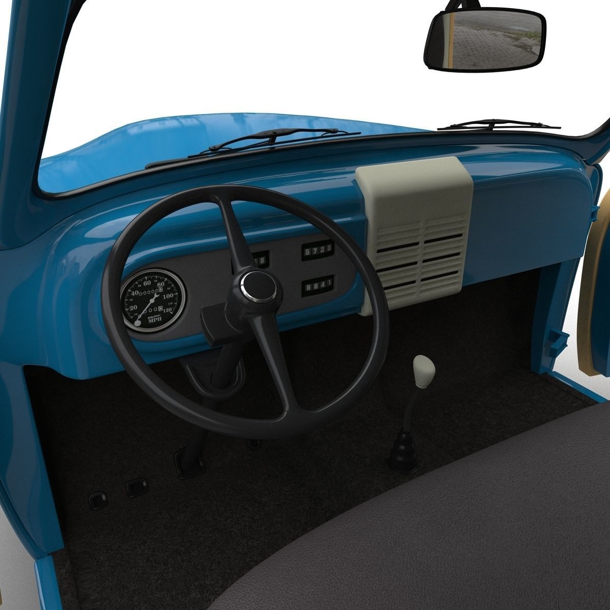 Generic Retro Car Simple Interior 3D model_42