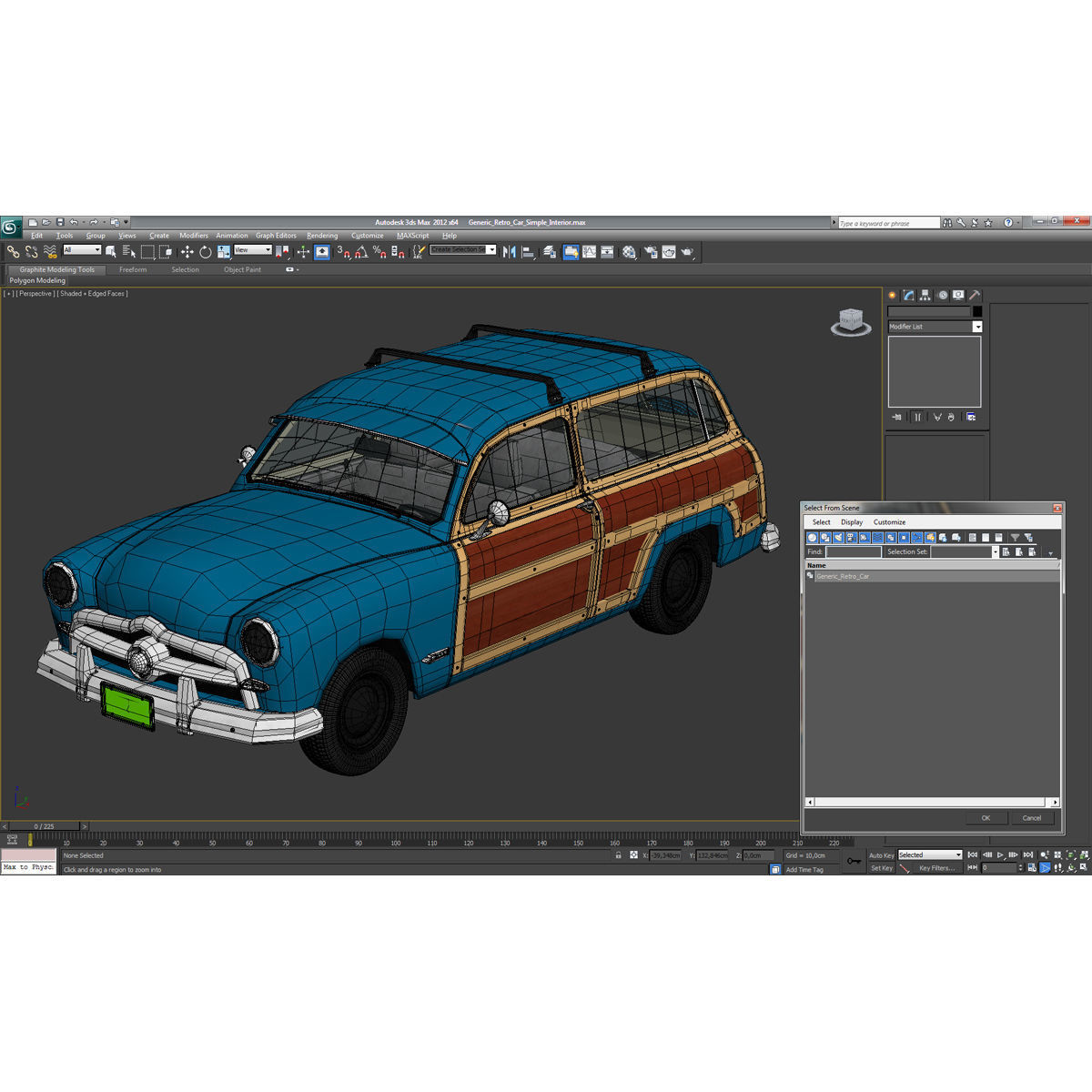 Generic Retro Car Simple Interior 3D model_58