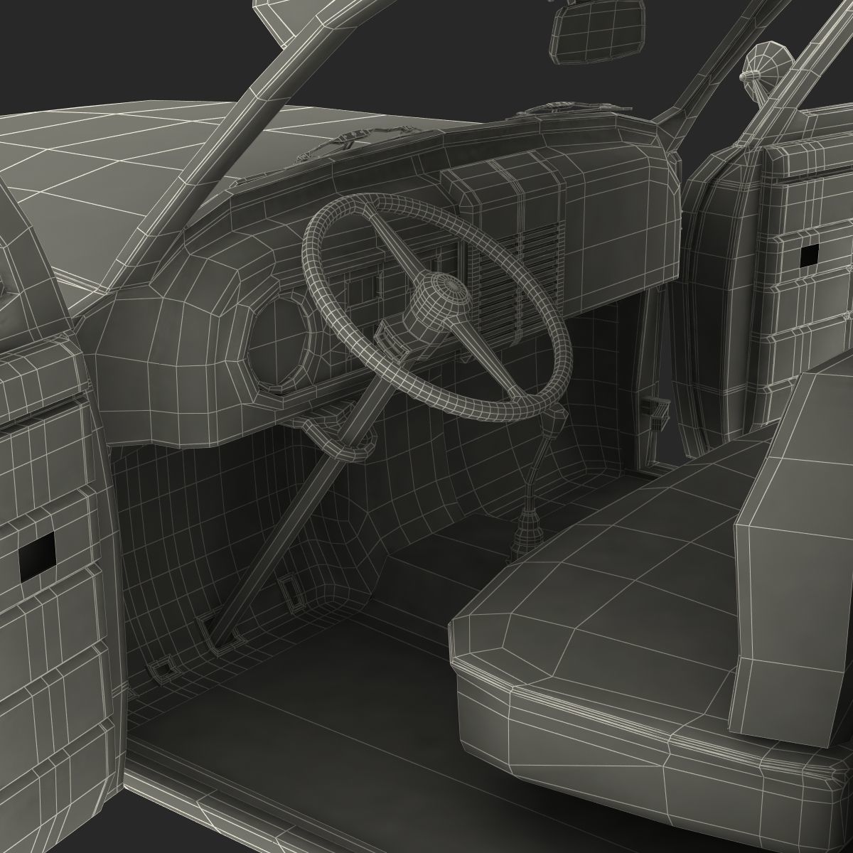 Generic Retro Car Simple Interior 3D model_79