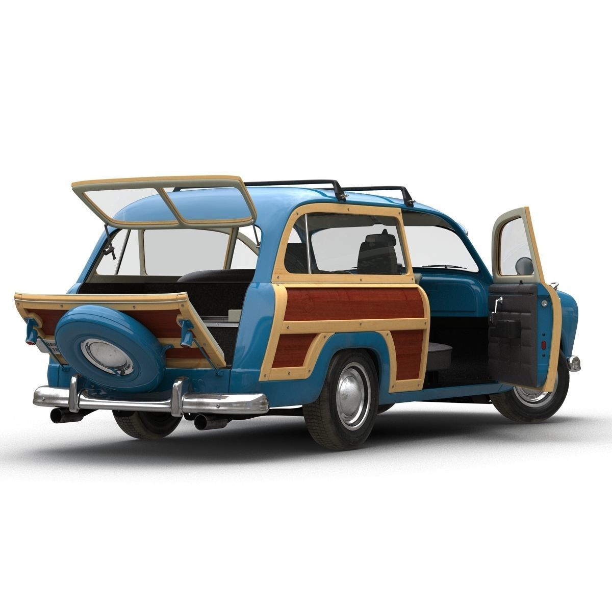 Generic Retro Car Simple Interior 3D model_7