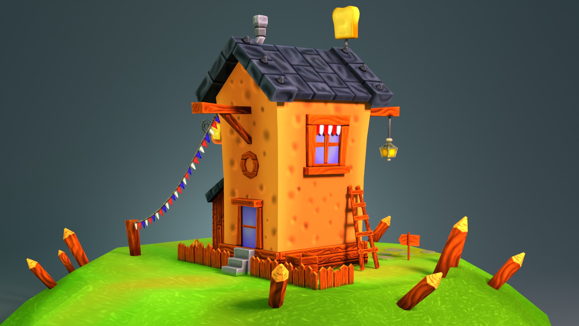 Hand Painted Stylized Bakery Low-poly 3D model_7