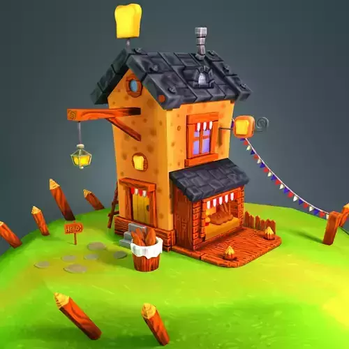 Hand Painted Stylized Bakery Low-poly 3D model Hand Painted Stylized Bakery Low-poly 3D model