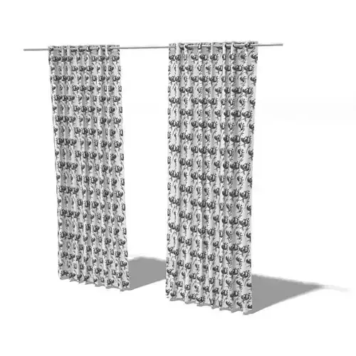 Full Length Living Room Curtains 3D model