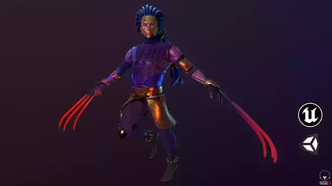 Night Wolf Game Model Redy Low-poly 3D model