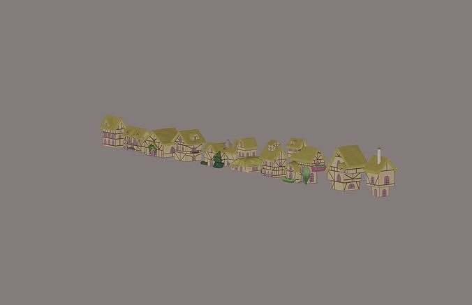 Toon Pony Houses 3D model 4